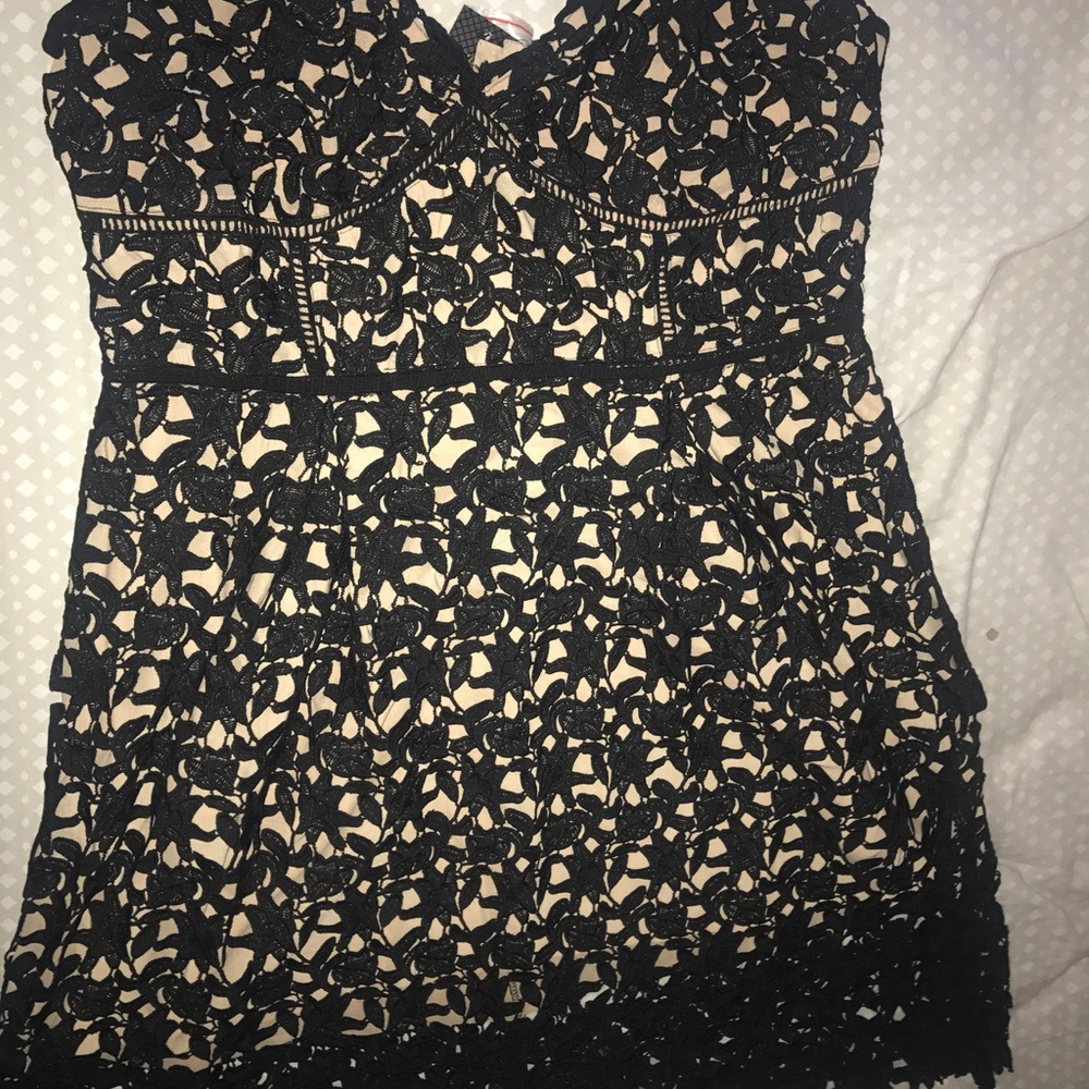 Brand New. City Chic Black/Tan lace dress. 22.